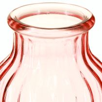 Artikel Glas blomstervase retro pink tonet Ø11cm H14,5cm 2stk
