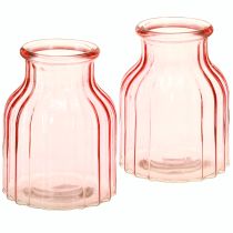 Artikel Glas blomstervase retro pink tonet Ø11cm H14,5cm 2stk