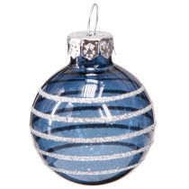 Artikel Glas juletræskugler blå sølv indretning mini Ø3cm 9 stk