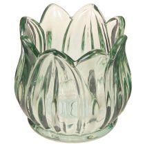 Artikel Lysestage i glas fyrfadsstage tulipangrøn Ø7cm H7cm 2stk