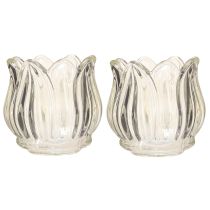 Artikel Glas fyrfadsstage tulipan fyrfadslys glas klar Ø7cm H7cm 2stk