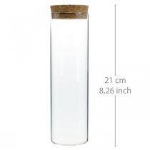 Glas med kork låg Glascylinder med kork Klar Ø6cm H21cm