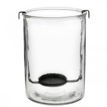 Lanterneglas med fyrfadsstage sort metal Ø13,5 × H20cm