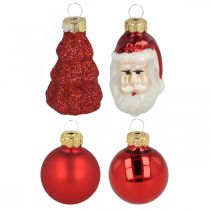 Artikel Mini juledekoration figurer og kugler assorteret glas 3cm 9 stk