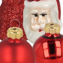 Artikel Mini juledekoration figurer og kugler assorteret glas 3cm 9 stk