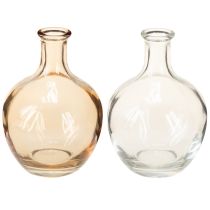 Artikel Minivase i glasflaske, ravfarvet og klar, Ø7,5 cm, H11 cm, 4 stk.