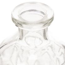 Artikel Glasflaske med diamantmønster, dekorativ flaske, vase, lille, 13 cm, 6 stk.