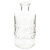 Artikel Glasflaske med mønster, cylindrisk, klar, dekorativ vase, 15 cm, 6 stk.
