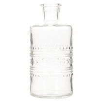 Artikel Glasflaske med mønster, cylindrisk, klar, dekorativ vase, 15 cm, 6 stk.