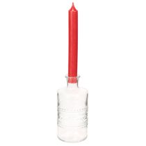 Artikel Glasflaske med mønster, cylindrisk, klar, dekorativ vase, 15 cm, 6 stk.