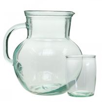 Artikel Glaskande med drikkeglas, drikkevaresæt til servering blålig klar H20cm/11,5cm 5 stk.