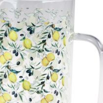 Artikel Glaskande citroner og oliven dekorativ kande glas H17cm
