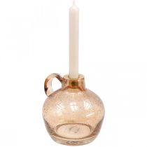 Lysestage Glas Lys Lysebrun Dekorativ Kande H15,5cm