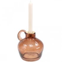 Lysestage glasstang lys brun dekorativ kande glas H15,5cm