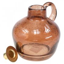 Artikel Lysestage glasstang lys brun dekorativ kande glas H15,5cm