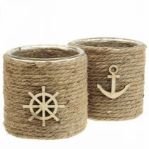 Fyrfadsstage Maritim lanterneglas Ø10,5cm H10cm 2stk