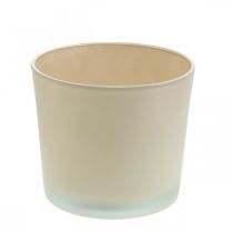 Glasurtepotte beige plantekrukke glaspotte Ø14,5cm H12,5cm