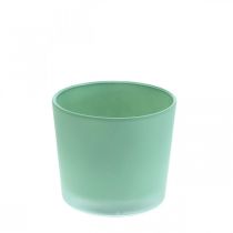 Glasurtepotte grøn plantekasse glasbalje Ø10cm H8,5cm