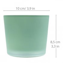 Glasurtepotte grøn plantekasse glasbalje Ø10cm H8,5cm