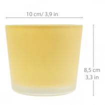 Glasurtepotte gul plantekasse glasbalje Ø10cm H8,5cm