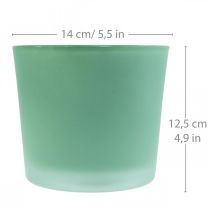 Glasurtepotte grøn plantekasse glasbalje Ø14,5cm H12,5cm