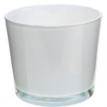 Artikel Glasurtepotte hvid plantekasse glasbalje Ø14,5cm H12,5cm