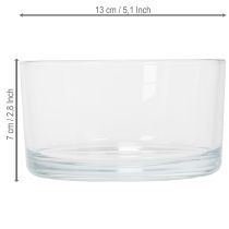 Artikel Klar glasskål, lille skål til alsidige glasdekorationer, blomster, sukkulenter og lys, 13 cm