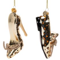Artikel Glassko-juletræspynt med leopardprint 13 cm 2 stk.