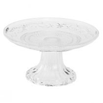 Artikel Glasplade på fod Flad glasskål med klart mønster Ø15cm