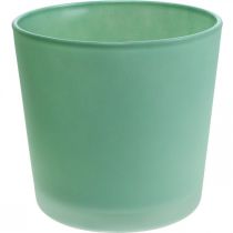 Glasurtepotte grøn plantekasse glasbalje Ø11,5cm H11cm
