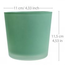 Glasurtepotte grøn plantekasse glasbalje Ø11,5cm H11cm