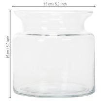 Artikel Klar glasvase, dekorativ glasvase med kant, til lysestage eller blomstervase, 15 cm