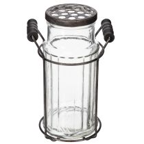Artikel Glasflaske i metalkurv, ideel til dekorative detaljer i stuen, 20 cm