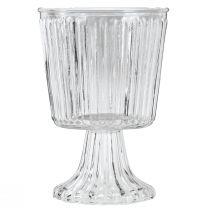 Artikel Glasvase med fod dekorativ riflet glaskop Ø13cm H19cm