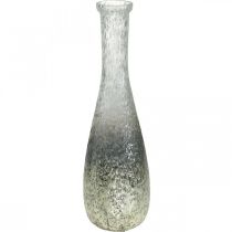 Blomstervase af glas, bordvase tofarvet ægte glas klar, sølv H30cm