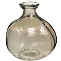 Glasvase rund brun glasdekorationsvase rustik Ø16,5cm H18cm