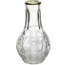 Glasvase krystal look, blomstervase med guldkant Ø6.5cm H11.5cm