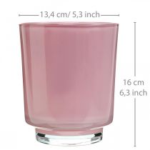 Orkidé plantekrukke glas pink H16cm Ø13,4cm