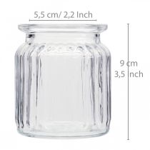 Artikel Glasvase ribbet vase glas Ø7,5cm H9cm 4stk