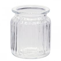 Glasvase ribbet vase glas Ø7,5cm H9cm 4stk