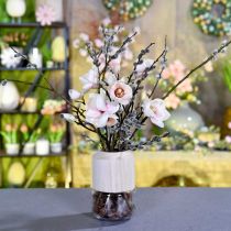 Glasvase med dekorative trævase til tørt blomsterbrug H20cm