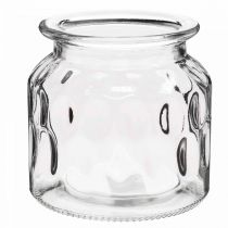 Glasvase med mønster, lanterne klart glas H11cm Ø11cm