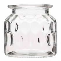Glasvase med mønster, lanterne klart glas H11cm Ø11cm