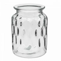 Artikel Glasvase med mønster, lanterne glas klar H15cm Ø11cm 2stk