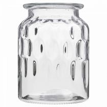 Artikel Glasvase med mønster, lanterne glas klar H15cm Ø11cm 2stk