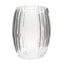 Artikel Glasvase med riller, klarglaslanterne H15cm Ø11,5cm