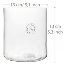 Cylindrisk glasvase Crackle klar, satineret Ø13cm H13.5cm