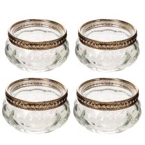 Artikel Glasfyrfadsstager med dekorativ metalkant, 6 cm, 4 stk.
