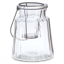 Artikel Glas lanterne lanterne med håndtag glas klar Ø14cm H18cm