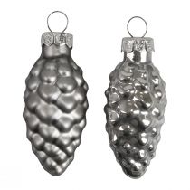 Artikel Julekogler glaskegler glasdekoration sølv H6,5cm 10 stk